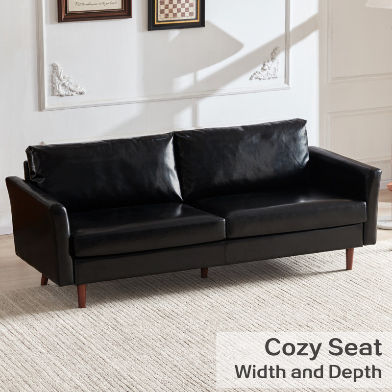 Wade Logan® Assil Maple 80.3'' Wide Faux Leather Curved Arm Sofa
